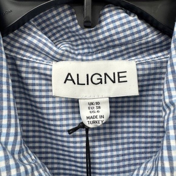 Aligne Blue/White Mini Check Dress | Size 6, NWT - Picture 6 of 9